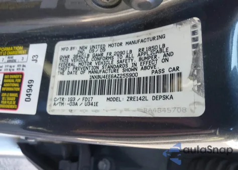 2010 Toyota Corolla S z USA, uszkodzony, nr VIN 1NXBU4EE6AZ255900